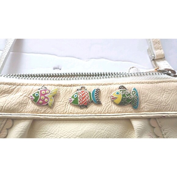 BRIGHTON Crossbody Leather Shoulder Bag Beige Fish Sea Coastal Mini Bag Vintage - Picture 4 of 10